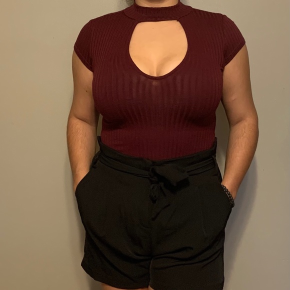 Maroon Collared Bodysuit - Picture 1 of 2